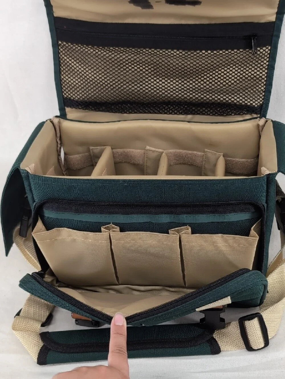 Canon Green Canvas Messenger Bag with Cream Straps